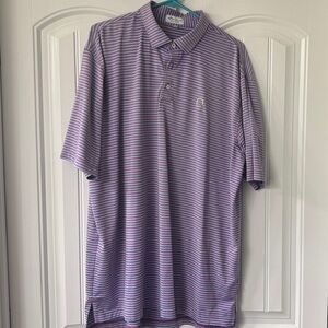 Peter Millar Lavender and White Striped Polo